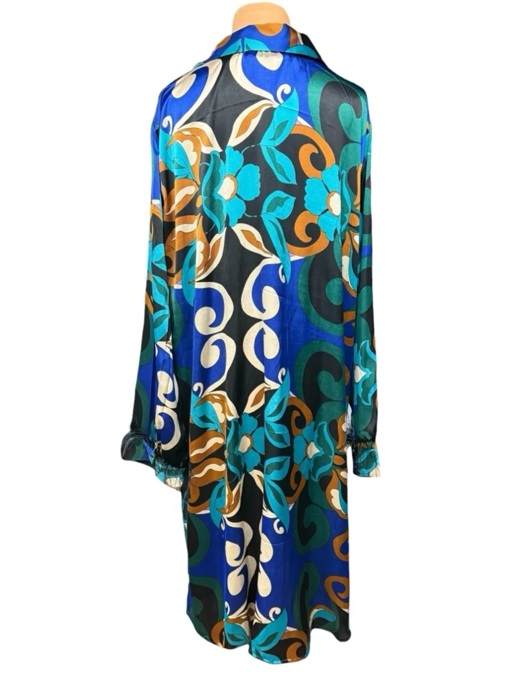 Ashley Steward, Silky Feathered Sleeves Shirt Dress - Picture 3 of 10